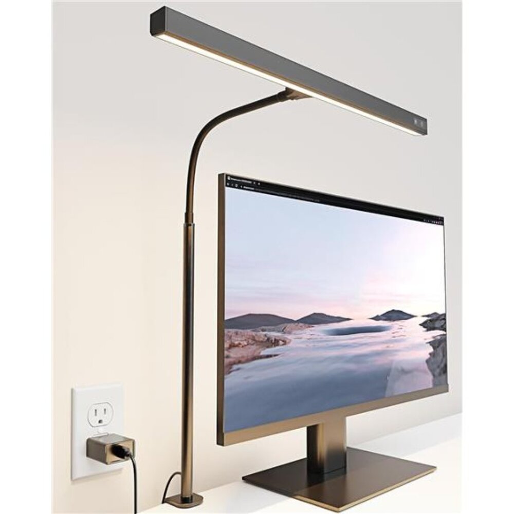 LED Desk Lamp for Office Home, Eye-Caring Desk Light with Adjustable Gooseneck
